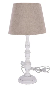 Shabby Chic Table Lamp Fabric Lampshade Wood Base Light 1 G - Picture 1 of 4