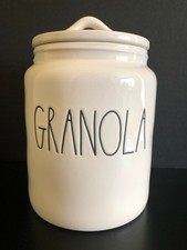 Rae Dunn "GRANOLA" Canister FARMHOUSE 2020 Collection WHITE Black Letters LL NEW