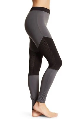 HUE U17536 Castlerock 灰色摩托网眼活动弹力打底裤带拉链 44 美元 — 第 1/4 张图片