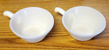 Vintage Fire King Anchor Hocking White Milk Glass Soup Bowl With Handle Set of 2