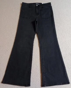 New With Tags Time And Tru Womens Size 12 Black Denim Jean Flare Pants 23 - Picture 1 of 7