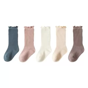 Baby Girls Socks Toddler Ruffle Frilly Solid Cotton Long Socks for Little Gir... - Picture 1 of 6