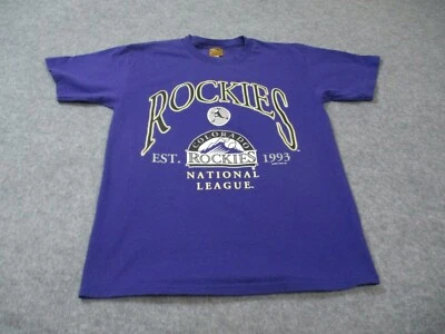 VINTAGE Colorado Rockies Shirt Men Large Purple Short Sleeve Nutmeg Mills 90s - Image 1 of 4