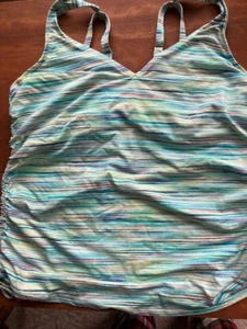 Lands End Tankini Top Adjustable Swimsuit Chlorine Resistant Womens Size 16D - Picture 1 of 4