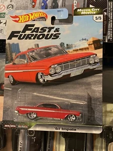 Hot Wheels Premium Fast & Furious Motor City Muscle '61 IMPALA 5/5 Red - Picture 1 of 1