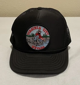 Nissin Trucker Hat Vintage Black Mesh Patch Virginia City Nevada Adjustable - Picture 1 of 4