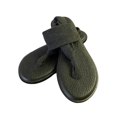 Sanuk Yoga Mat Sandalia Mujer Talla 7 Negro y Gris Chanclas Eslinga Cómoda Foto 1 de 4