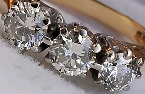 18Ct Gold 0.65Ct Diamond Trilogy Three Stone Engagement Dress Ring Size N - Picture 1 of 14