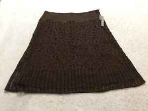 NEW Apt. 9 Skirt Womens 14 Molasses Brown Crochet Lined Flare - Picture 1 of 12