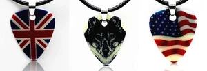 Guitar Pick Pendant UK Flag USA Flag Wolf - 3 Diseños Collar Luminoso - Imagen 1 de 11