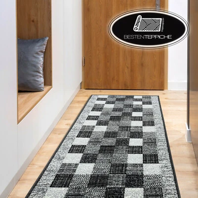 Modernen billig Läufer BCF RAFIA grau schwarz geometrisch Breite 70-120 cm  - Bild 1 von 4
