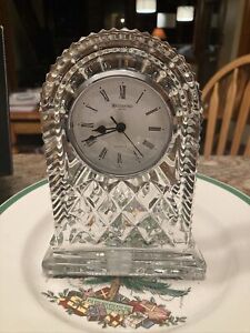 Waterford Crystal Small Desk Clock Works Classic Style Round Top Japan Movement