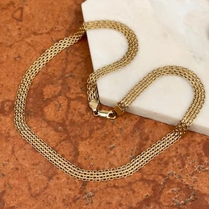 Estate 14KT Yellow Gold Bismark Mesh Collar Chain Necklace Gold  17.5” Length - Picture 1 of 7