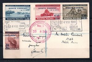 POLAND ,  1944 , MONTE CASSINO overprints , full set on card , LOOK !