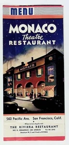 Monaco Theatre Restaurant Menu 1945 San Francisco California - Imagen 1 de 4