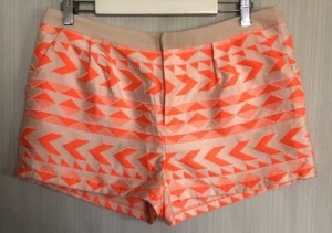 Wish Delta Shorts Pockets Size 12 M waist 88cm length 30cm orange cream design - Picture 1 of 3