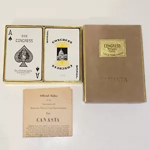 Vintage Congress 606 Canasta Double Deck Playing Cards Gold Edged - Picture 1 of 12