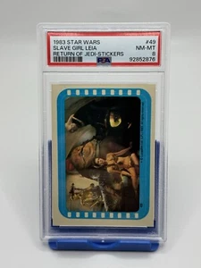 1983 STAR WARS RETURN OF THE JEDI STICKERS 49 SLAVE GIRL LEIA PSA 8 NM-MT - Picture 1 of 3