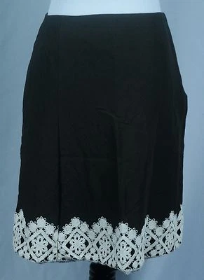 Falda para mujer Ann Taylor LOFT marrón mezcla de lino crochet dobladillo forrada línea A - talla 6 Foto 1 de 4