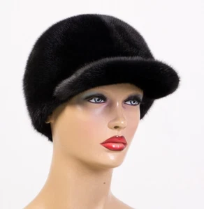 Women's Real Mink Fur Baseball Cap – Winter Fur Hat Real Fur Hat Visor Mink Cap - Picture 1 of 21