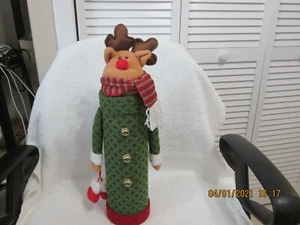 Holiday Reindeer Wine Bottle Holder New No Tag 18" Tall Total Height - Picture 1 of 1