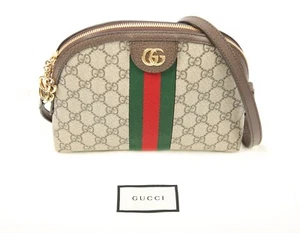 Authentic GUCCI Ophidia Small Shoulder Bag 499621 Beige/Ebony GG Supreme Canvas - Picture 1 of 17