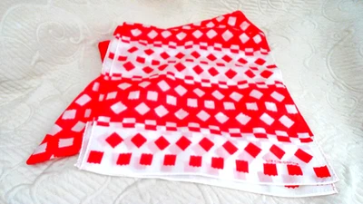 Bufanda Liz Claiborne 100 % seda roja/blanca 11"x52" logotipo dobladillo enrollado etiquetas NFews Foto 1 de 3