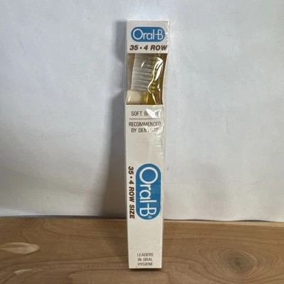 Oral B 35 - 4 Soft End Rounded 4 Row 牙刷 半透明 黄色 复古 80 年代 — 第 1/4 张图片