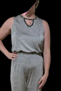Juicy Couture Jumpsuit/Strampler SILBER. Größe M, mit Glitzer und Schlüssellochausschnitt - Bild 1 von 15