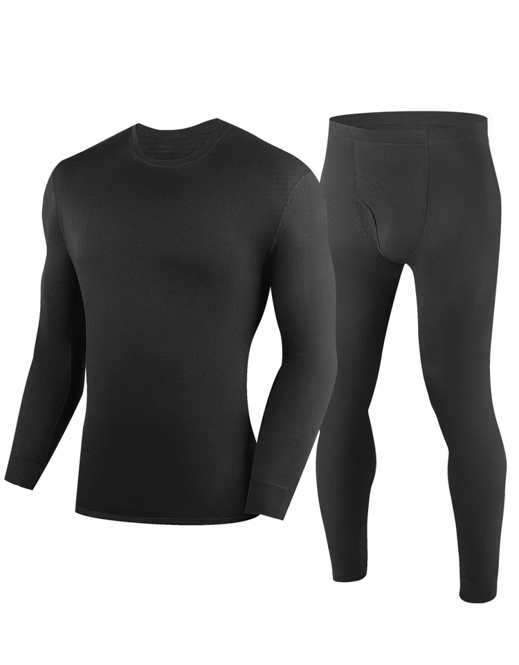 100% Merino Wool Base Layer Mens, Soft Thermals Underwear, Top and Bottom Set... - Image 1 of 4