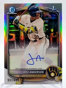 2025 Bowman Chrome 1st Jose Anderson Auto Refractor 37/499 Brewers ⚾️⚾️⚾️⚾️⚾️⚾️⚾ - Bild 1 von 3