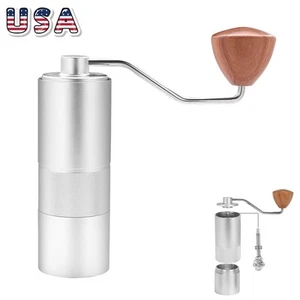 Adjustable Seting Manual Coffee Grinder Hand Coffee Grinder Capacity 25G Silver - Picture 1 of 15