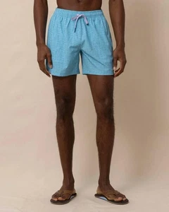 Southern Tide Painted Check Swim Trunk Wake Blue - Picture 1 of 13
