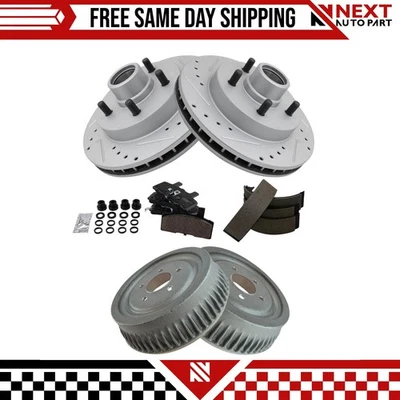 Nuevo Rotor de freno ranurado perforado rendimiento delantero zapata de tambor trasero para 92-02 GM Foto 1 de 4