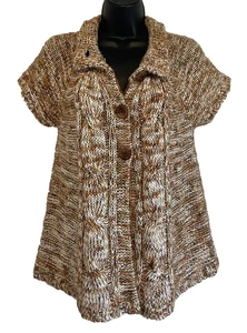 Daytrip Pullover Überwurf Größe Large mehrfarbig braun geknöpft Oberteil kurze Dolmanärmel - Bild 1 von 23