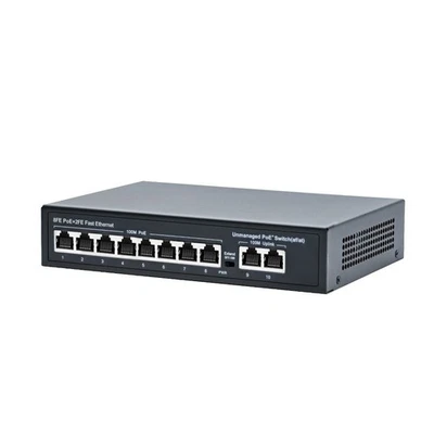 Switch Poe 8+2 PORTE 10/100/1000 telecamere ip dispositivi poe lunga distanza - Immagine 1 di 4