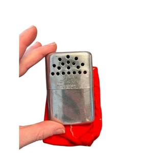 Vintage 1960s JON-e Silver Metal Hand Warmer with Red Pouch - Picture 1 of 4