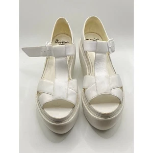 DR. MARTENS Women's White T-Strap Peep-Toe Wedge Platform Sandals SZ 8 - Picture 1 of 11