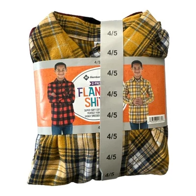 Member's Mark 男孩 2 件装长袖纽扣法兰绒衬衫 — 第 1/2 张图片