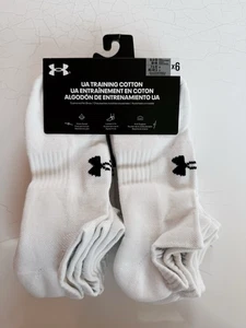 6 pares de calcetines Under Armour UA entrenamiento algodón NO SHOW blancos talla GRANDE (8,5-13) - Imagen 1 de 2
