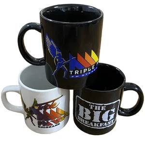 Triple M FM Radio Mugs x3 Brisbane The Big Breakfast Coffee Cup Collectable - Picture 1 of 11