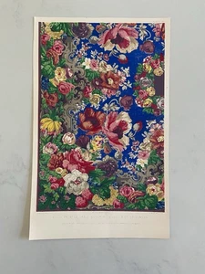 Antique Chromolithograph Floral Table Cover Victorian Block Printed Textile Dsgn - Picture 1 of 3