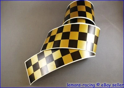 CAFE RACER Oro/Negro Rayas A Cuadros Pegatinas Calcomanías Cinta 1260x60mm 2 Piezas - Imagen 1 de 2