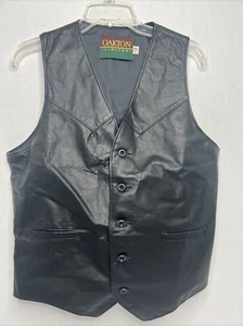 Oakton Limited Leather Western Vest Mens Size 40 Tall Button Up Leather Back - Picture 1 of 7