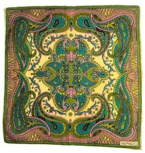 NOS 60s MARIELLE Linen Hanky Lady Heritage Tag Mod Boho Paisley - Picture 1 of 7
