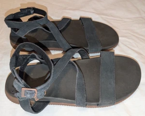 Chaco Rose Black Suede Strappy Gladiator Sandals Women's Size 12 - Picture 1 of 23