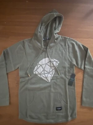 Pulôver com capuz Diamond Supply Co. Jackson logotipo malha verde oliva novo com etiquetas médio - Imagem 1 de 4