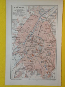 1897 BRUSSELLS Vintage Map Belgium City Plan Urban Streets ORIGINAL Color C18-6 - Picture 1 of 3