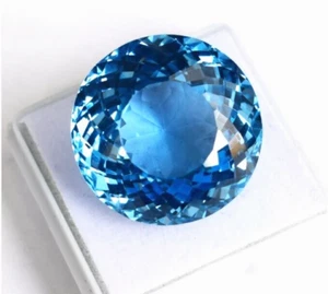 Natural Round Cut Certified 38.15 Ct Blue Tourmaline Big Sale Loose Gemstone - Picture 1 of 9
