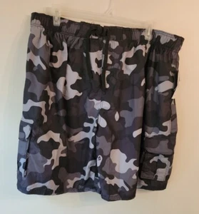 Kanu Men's Board Shorts Black 5X Lightweight Quick Dry Mesh Lined Camo Cargo NWT - Picture 1 of 14